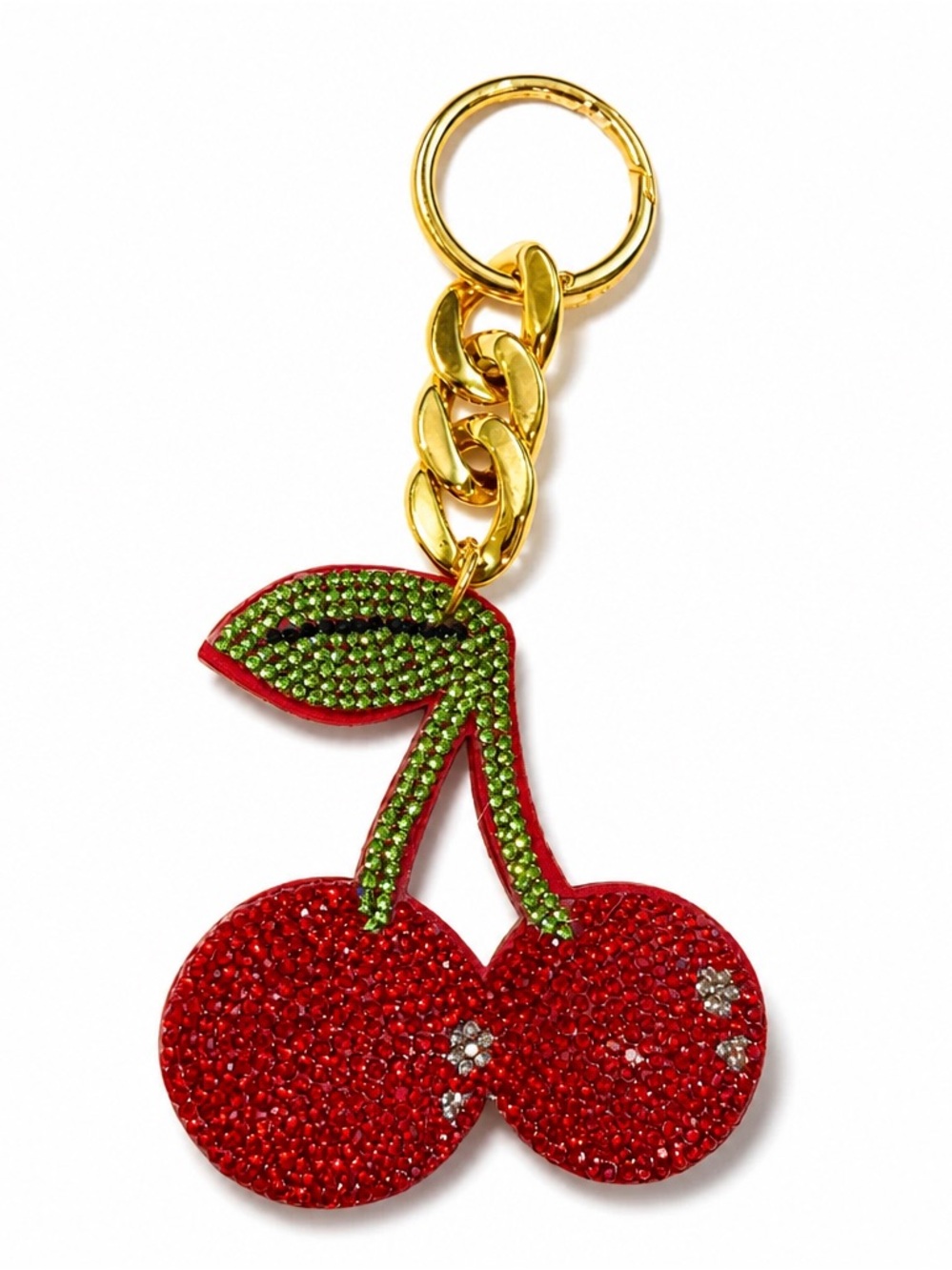 Rhinestone Cherry Keyring bag backpack charm crystal keychain
